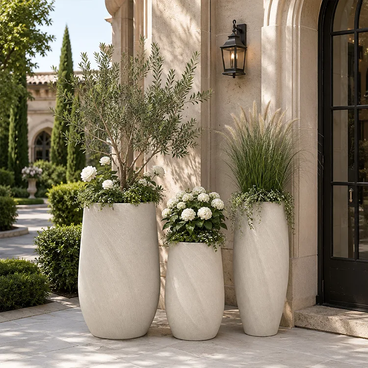 Fiberglass ໂຄງສ້າງ Planter Set