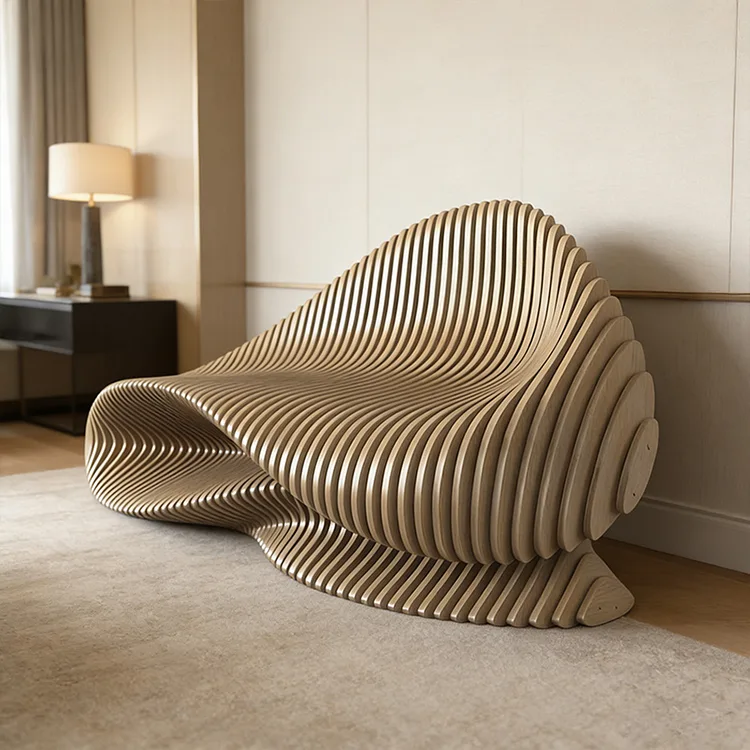 Parametric Wave ໄມ້ Bench
